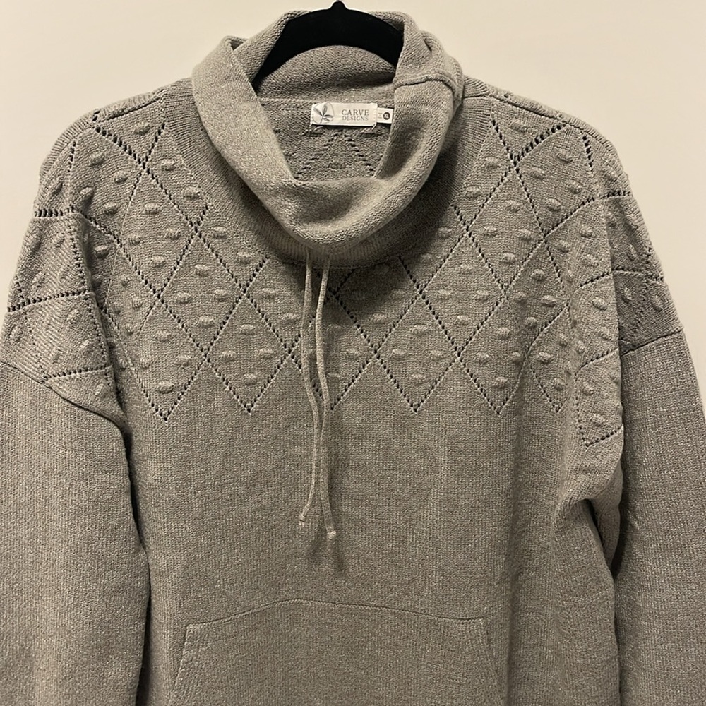 Carve Designs Sweater Women’s Size XL Grey Pullover Cowl Neck Cozy Warm Pocket - Picture 4 of 11